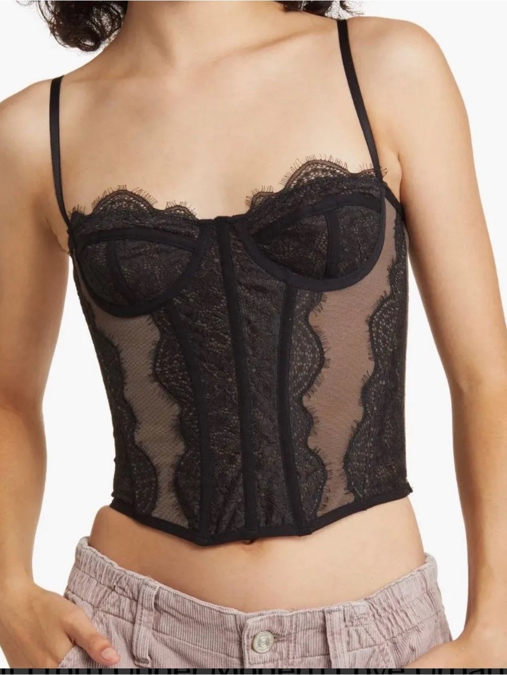 Urban Outfitters Black Lace Corset Bustier Tank